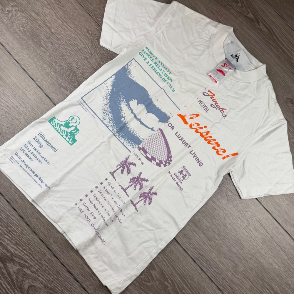 Jungles Jungles Mens Graphic Tee Leisure Hotel Diazepam White Small